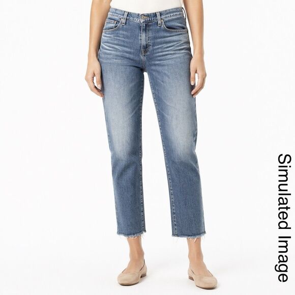Ag Adriano Goldschmied Denim - AG Ex-Boyfriend Slim Jeans Womens 28R Light Wash Raw Hem Cropped Ankle